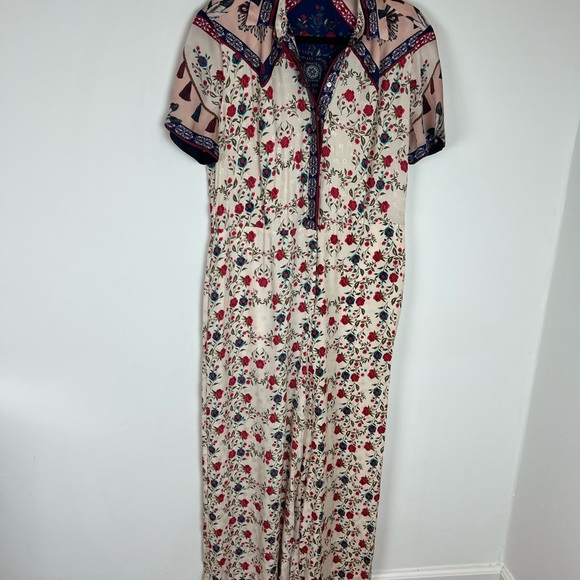 SANDRO Delfine printed twill and jacquard wide-leg jumpsuit Size 40 US 8 - Picture 3 of 10